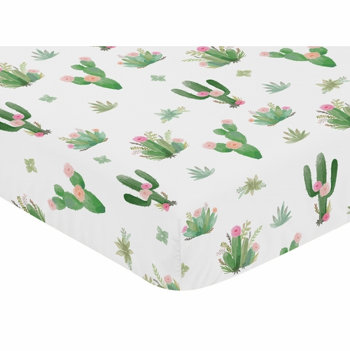Cactus Floral Collection Crib Sheet  - Cactus Floral Print - alt image 2
