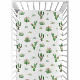 Cactus Floral Collection Crib Sheet  - Cactus Floral Print