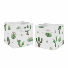 Cactus Floral Collection Foldable Fabric Storage Bins - Set of 2