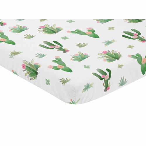 Cactus Floral Collection Mini Crib Sheet  - Cactus Floral Print