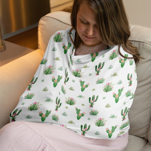 Cactus Floral Collection Multi Use Baby Car Seat and Nursing Cover - alt image 1