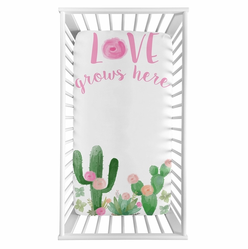 Cactus Floral Collection Photo Op Crib Sheet - alt image 1