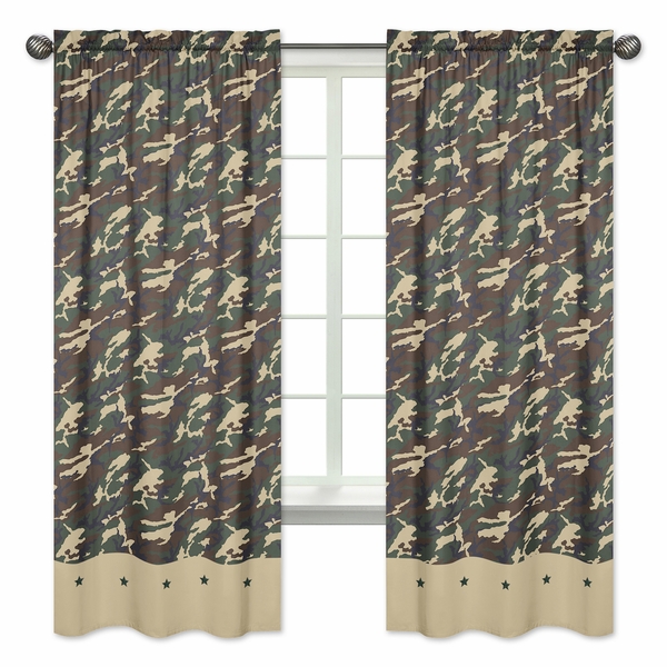 Camo Green Window Panels Set of 2