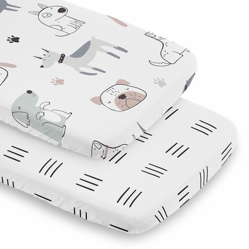 Cartoon Puppy Collection 2 Pack Baby Bassinet Fitted Sheets
