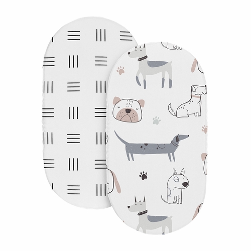 Cartoon Puppy Collection 2 Pack Baby Bassinet Fitted Sheets - alt image 1