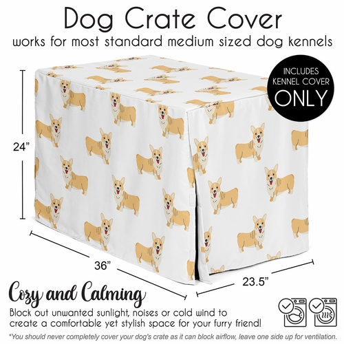 Cartoon Puppy Collection Dog Crate Kennel Cover 36in. - Corgi Print - alt image 4