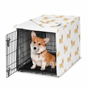 Cartoon Puppy Collection Dog Crate Kennel Cover 36in. - Corgi Print