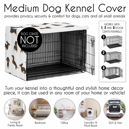 Cartoon Puppy Collection Dog Crate Kennel Cover 36in. - Dachshund Print - alt image 3
