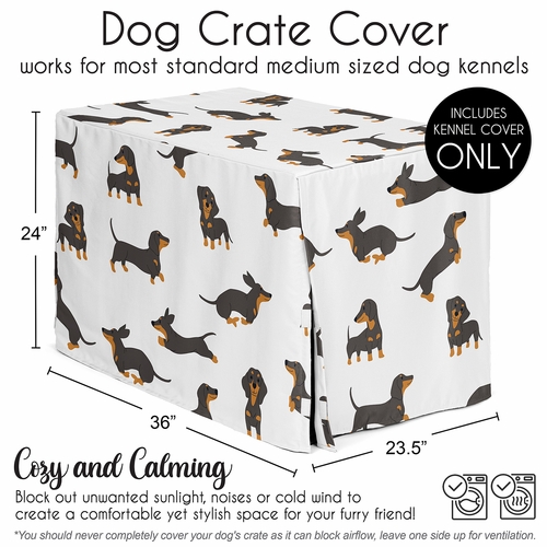 Cartoon Puppy Collection Dog Crate Kennel Cover 36in. - Dachshund Print - alt image 4