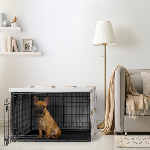 Cartoon Puppy Collection Dog Crate Kennel Cover 36in. - Frenchie Print - alt image 1