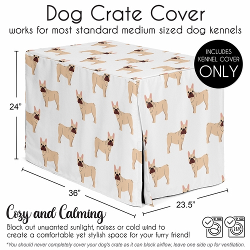 Cartoon Puppy Collection Dog Crate Kennel Cover 36in. - Frenchie Print - alt image 4