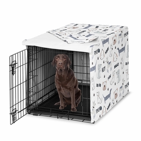 Cartoon Puppy Collection Dog Crate Kennel Cover 42in.