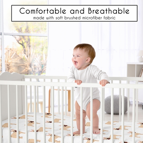 Cartoon Puppy Collection Frenchie Crib Sheet - alt image 1