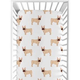 Cartoon Puppy Collection Frenchie Crib Sheet