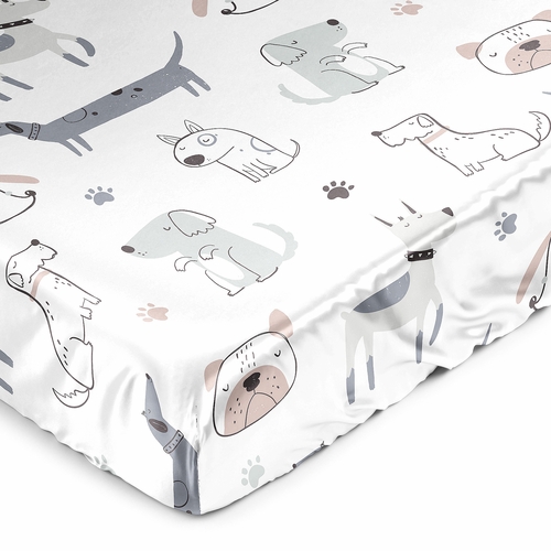Cartoon Puppy Collection Satin Fitted Crib Sheet