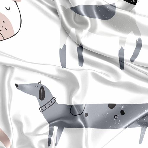 Cartoon Puppy Collection Satin Fitted Crib Sheet - alt image 1