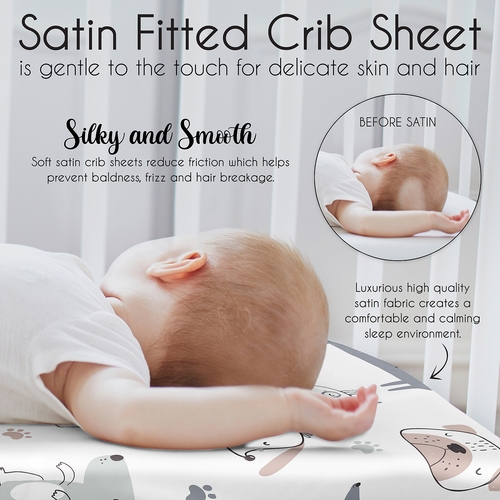 Cartoon Puppy Collection Satin Fitted Crib Sheet - alt image 4