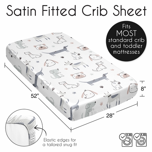 Cartoon Puppy Collection Satin Fitted Crib Sheet - alt image 5