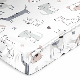 Cartoon Puppy Collection Satin Fitted Crib Sheet