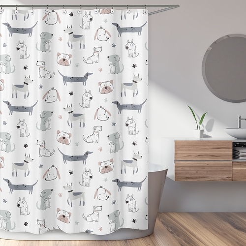 Cartoon Puppy Dog Collection Shower Curtain - alt image 1