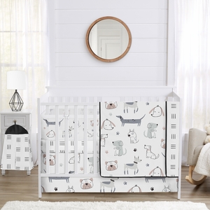 Cartoon Puppy Collection Sweet Jojo Designs 6 Piece Crib Bedding + BreathableBaby Breathable Mesh Liner Pad