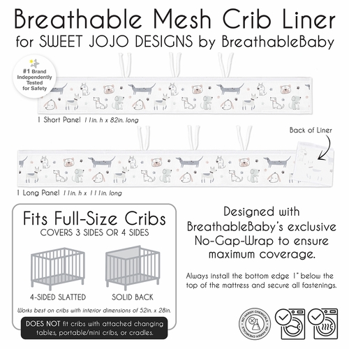 Cartoon Puppy Collection Sweet Jojo Designs + BreathableBaby Breathable Mesh Crib Liner - alt image 5