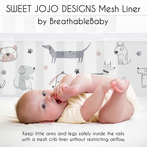Cartoon Puppy Collection Sweet Jojo Designs + BreathableBaby Breathable Mesh Crib Liner - alt image 2