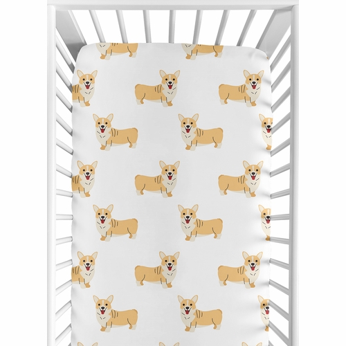 Cartoon Puppy Dog Collection Corgi Crib Sheet