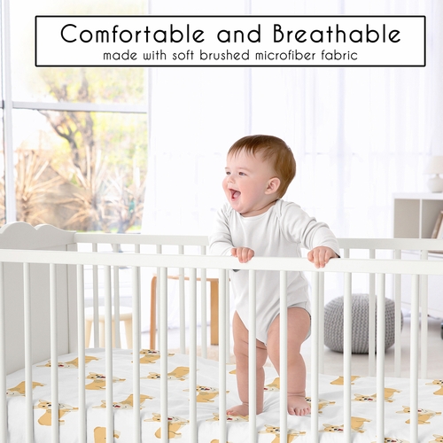 Cartoon Puppy Dog Collection Corgi Crib Sheet - alt image 1