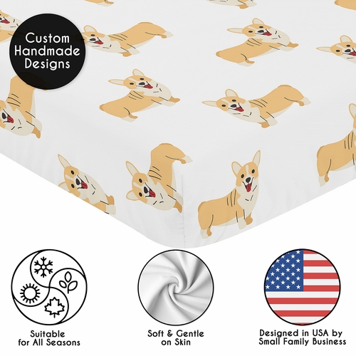 Cartoon Puppy Dog Collection Corgi Crib Sheet - alt image 4