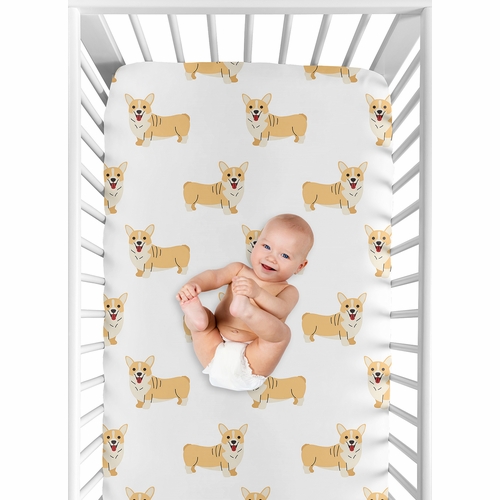 Cartoon Puppy Dog Collection Corgi Crib Sheet - alt image 5