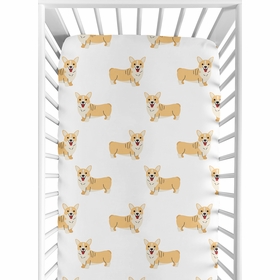 Cartoon Puppy Dog Collection Corgi Crib Sheet