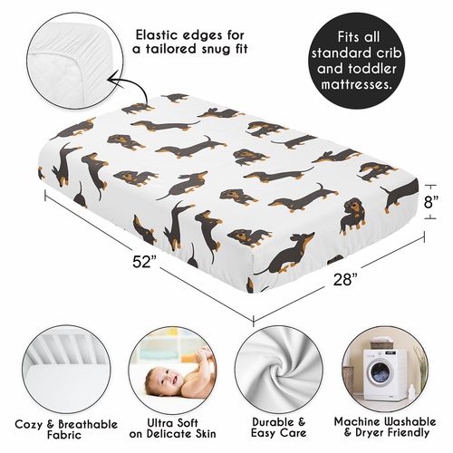 Cartoon Puppy Dog Collection Dachshund Crib Sheet - alt image 3