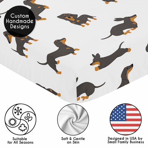 Cartoon Puppy Dog Collection Dachshund Crib Sheet - alt image 4