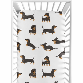 Cartoon Puppy Dog Collection Dachshund Crib Sheet