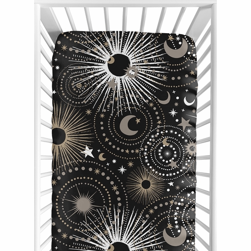 Celestial Black and Gold Collection Crib Sheet