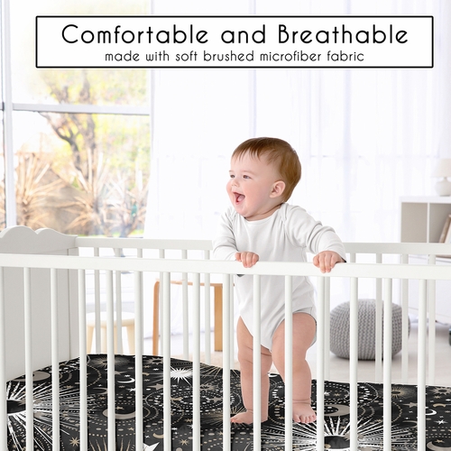 Celestial Black and Gold Collection Crib Sheet - alt image 1