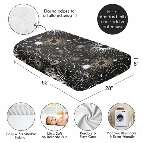 Celestial Black and Gold Collection Crib Sheet - alt image 3