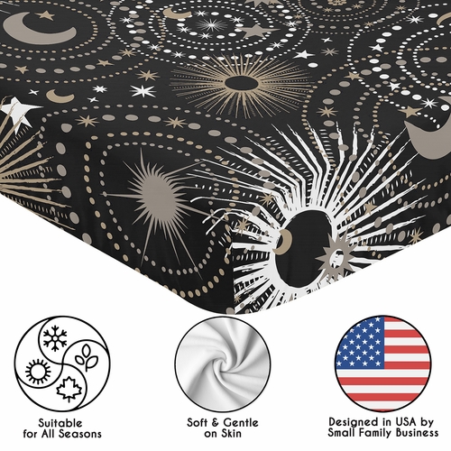 Celestial Black and Gold Collection Crib Sheet - alt image 4