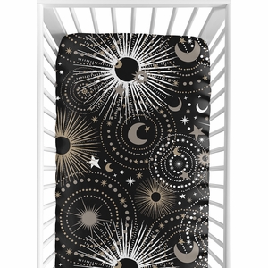 Celestial Black and Gold Collection Crib Sheet