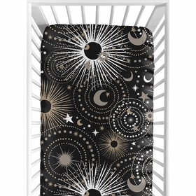 Celestial Black and Gold Collection Crib Sheet