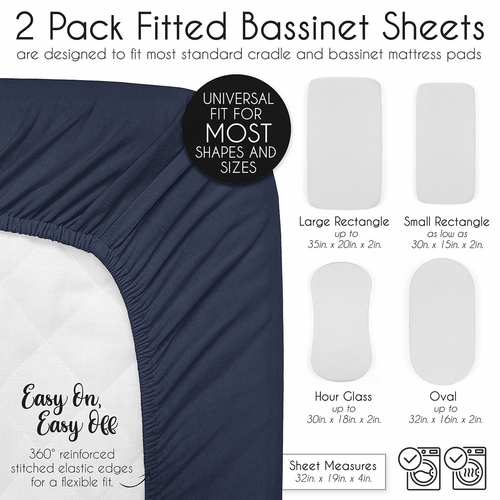 Celestial Navy Blue and Gold Collection 2 Pack Baby Bassinet Fitted Sheets - alt image 5