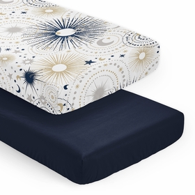 Celestial Navy Blue and Gold Collection 2 Pack Crib Sheets