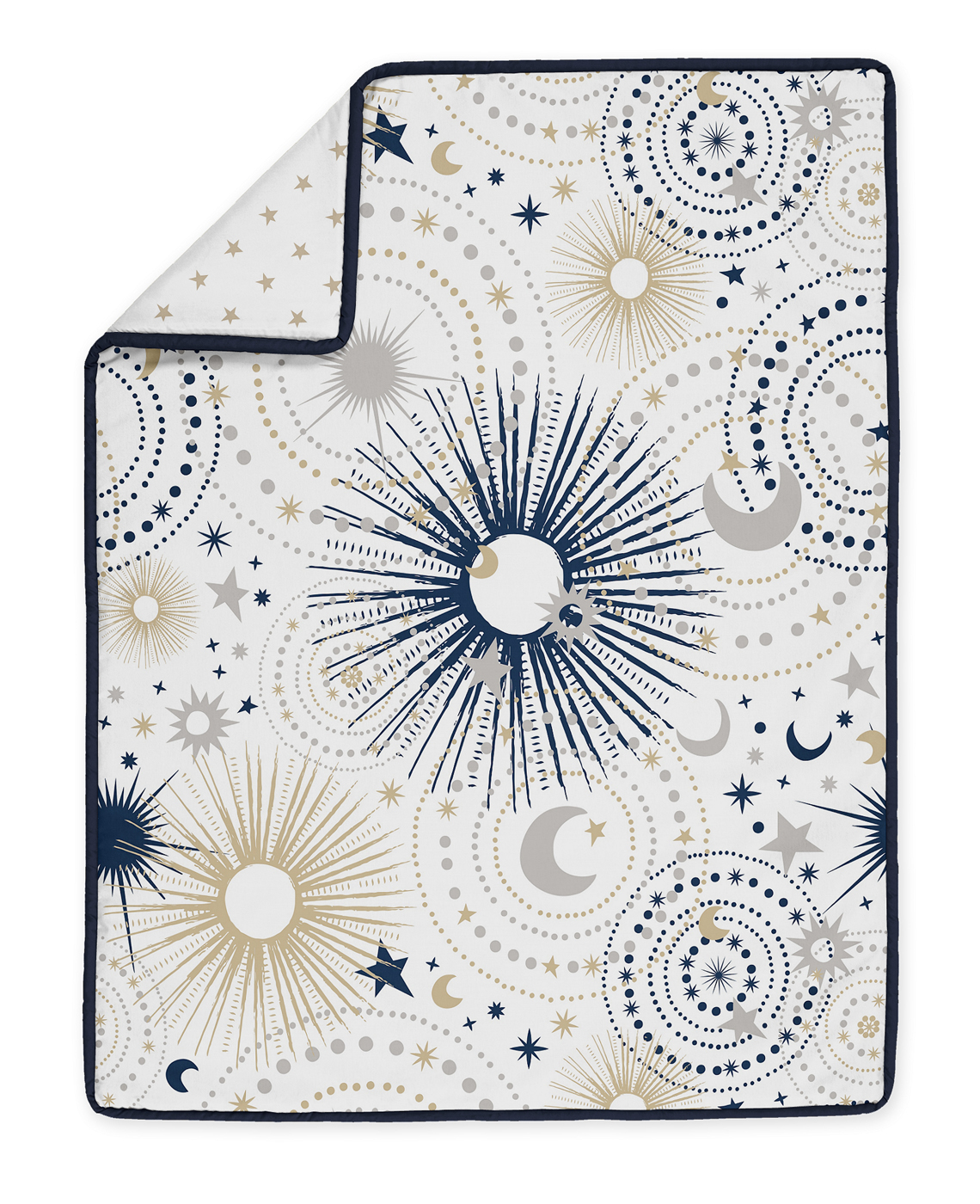 Celestial Navy Blue and Gold Collection 4 Piece Crib Bedding