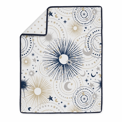 Celestial Navy Blue and Gold Collection 4 Piece Crib Bedding - alt image 2