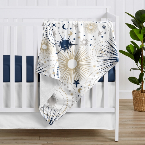 Celestial Navy Blue and Gold Collection Baby Blanket - alt image 1