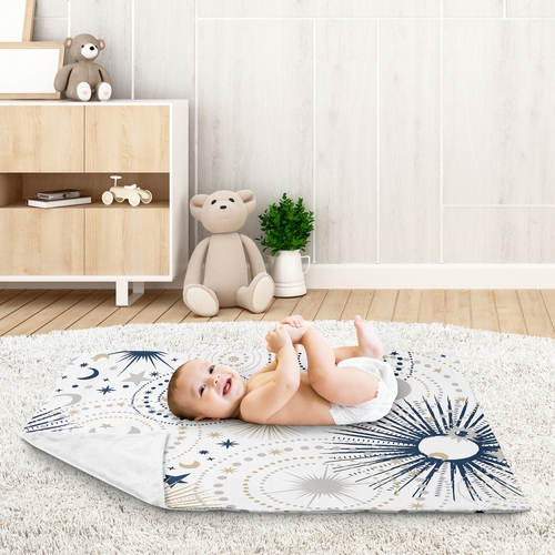 Celestial Navy Blue and Gold Collection Baby Blanket - alt image 2