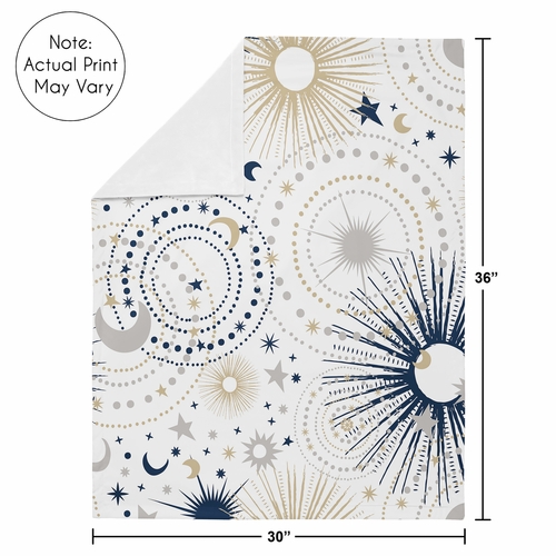 Celestial Navy Blue and Gold Collection Baby Blanket - alt image 3