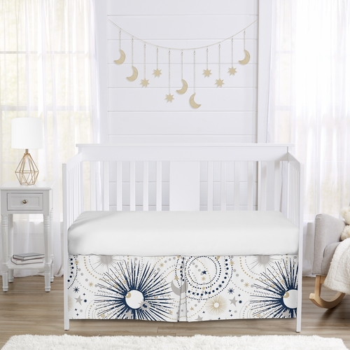 Celestial Navy Blue and Gold Collection Crib Bed Skirt - alt image 2