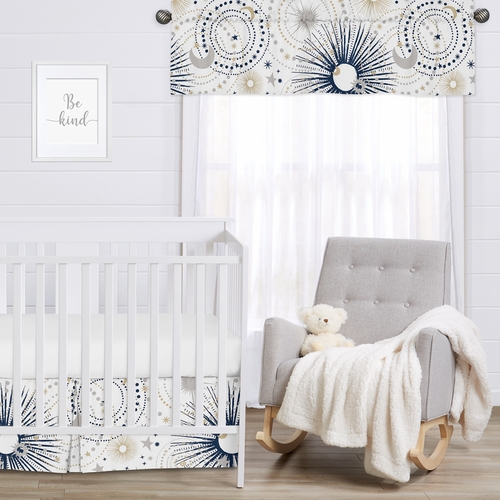 Celestial Navy Blue and Gold Collection Crib Bed Skirt - alt image 3